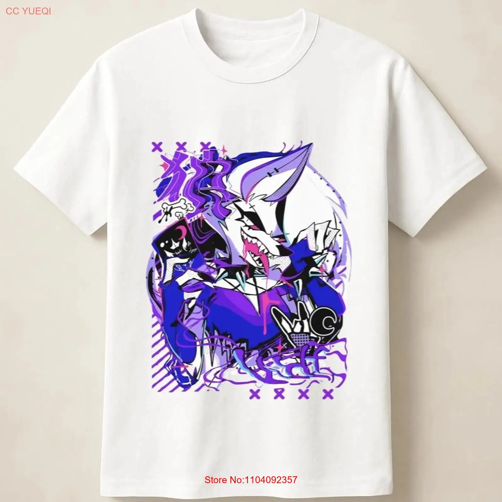 Anime Merchandise Men - Purple Anime Wolf in Graffiti Poster